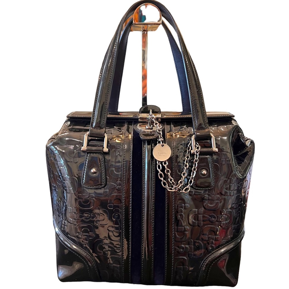 Gucci Horsebit Patent Leather Treasure Boston Bag